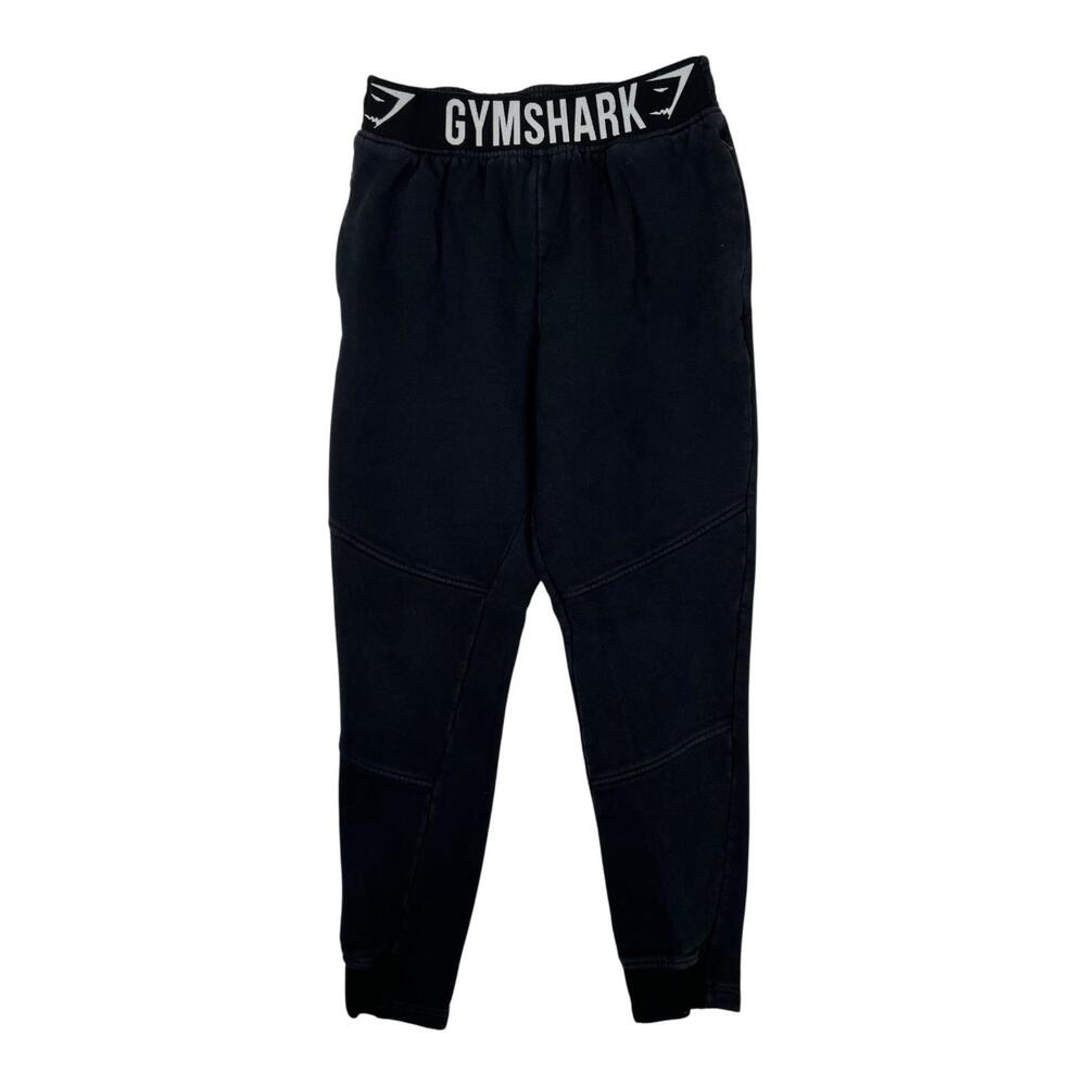 Gymshark Jogger Pants Size Small Black Fleece Tapered Logo Waist Athletic